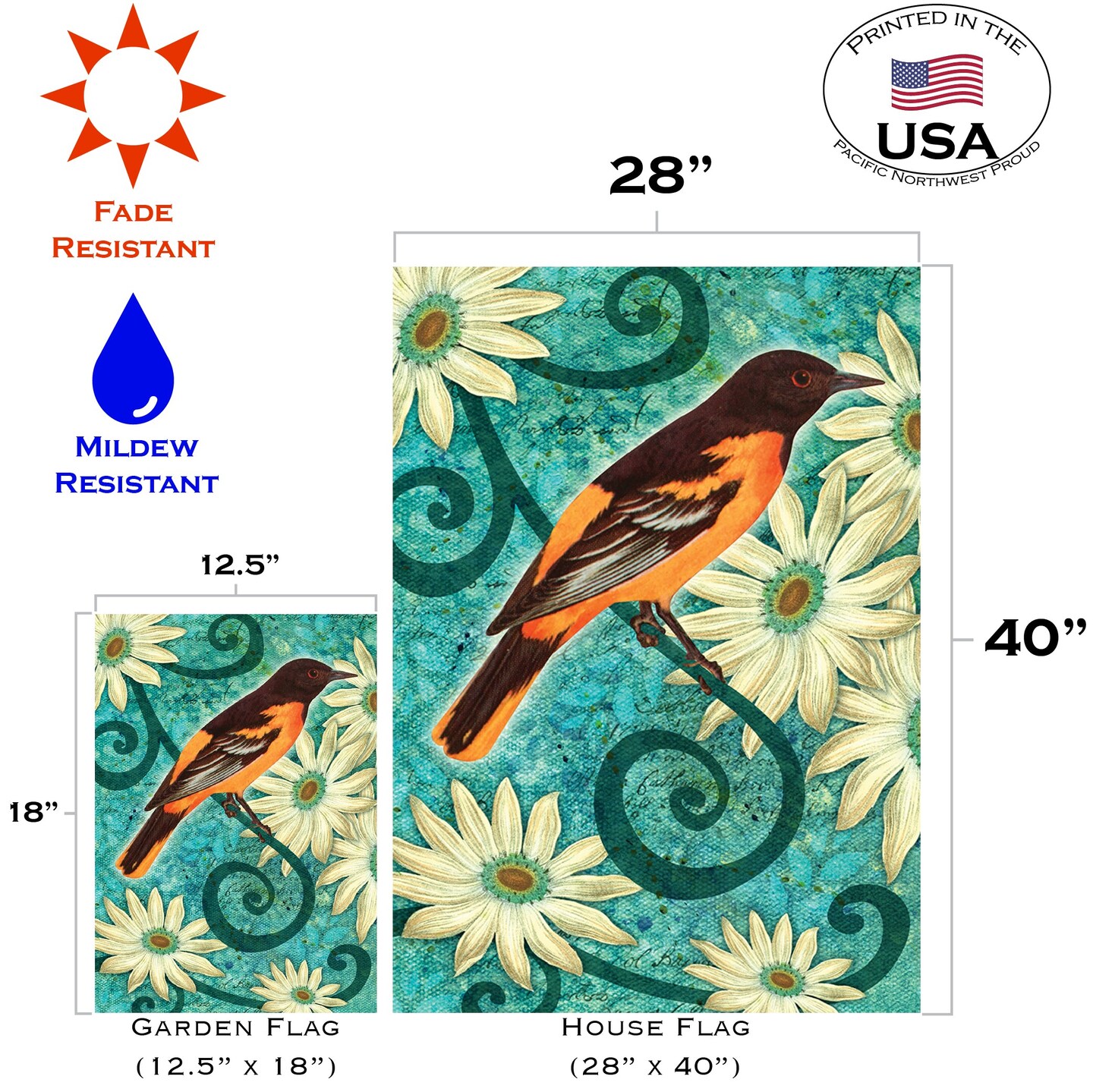 Baltimore Oriole Decorative Bird Flag