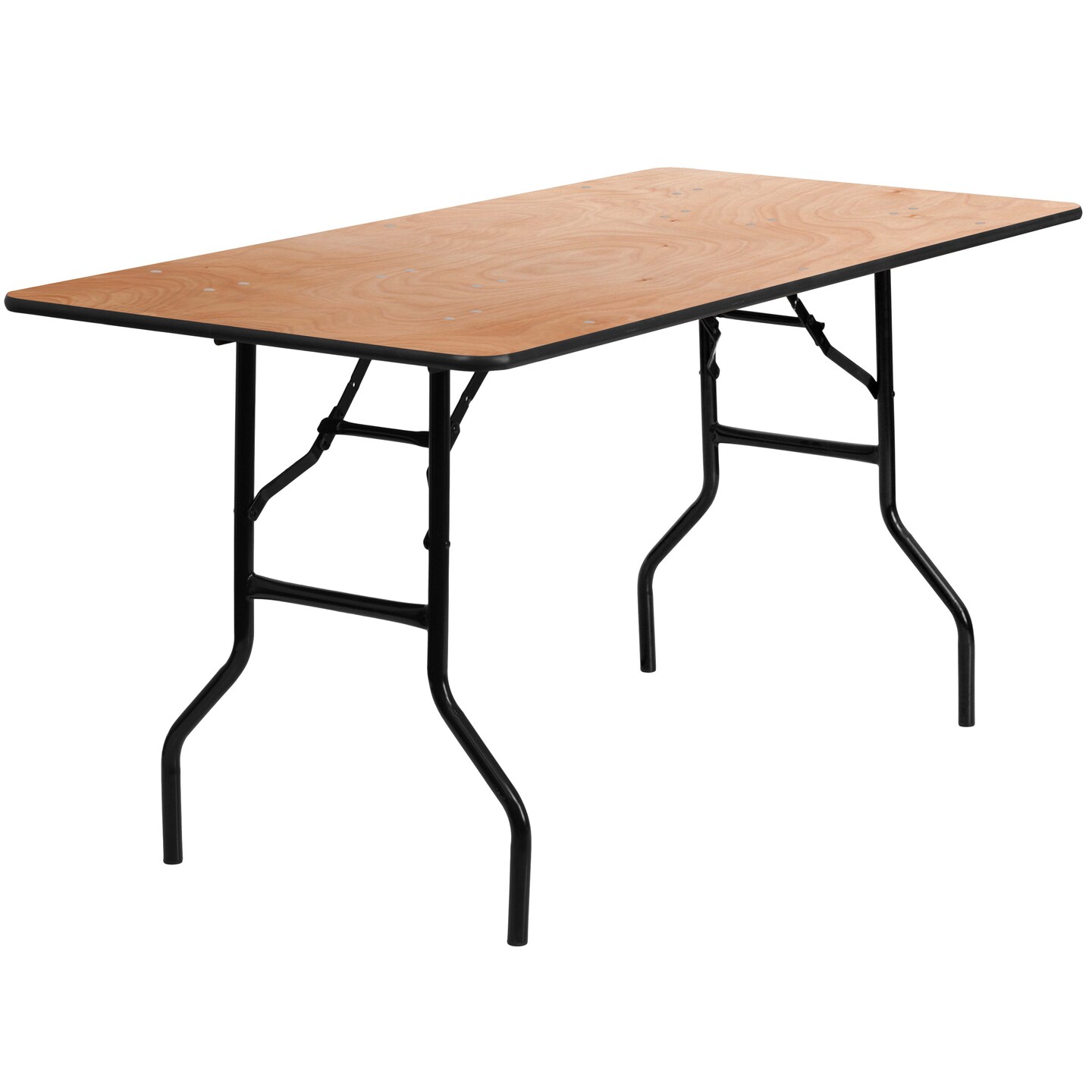 Emma and Oliver 5-Foot Rectangular Wood Folding Banquet Table with Clear Coated Finished Top