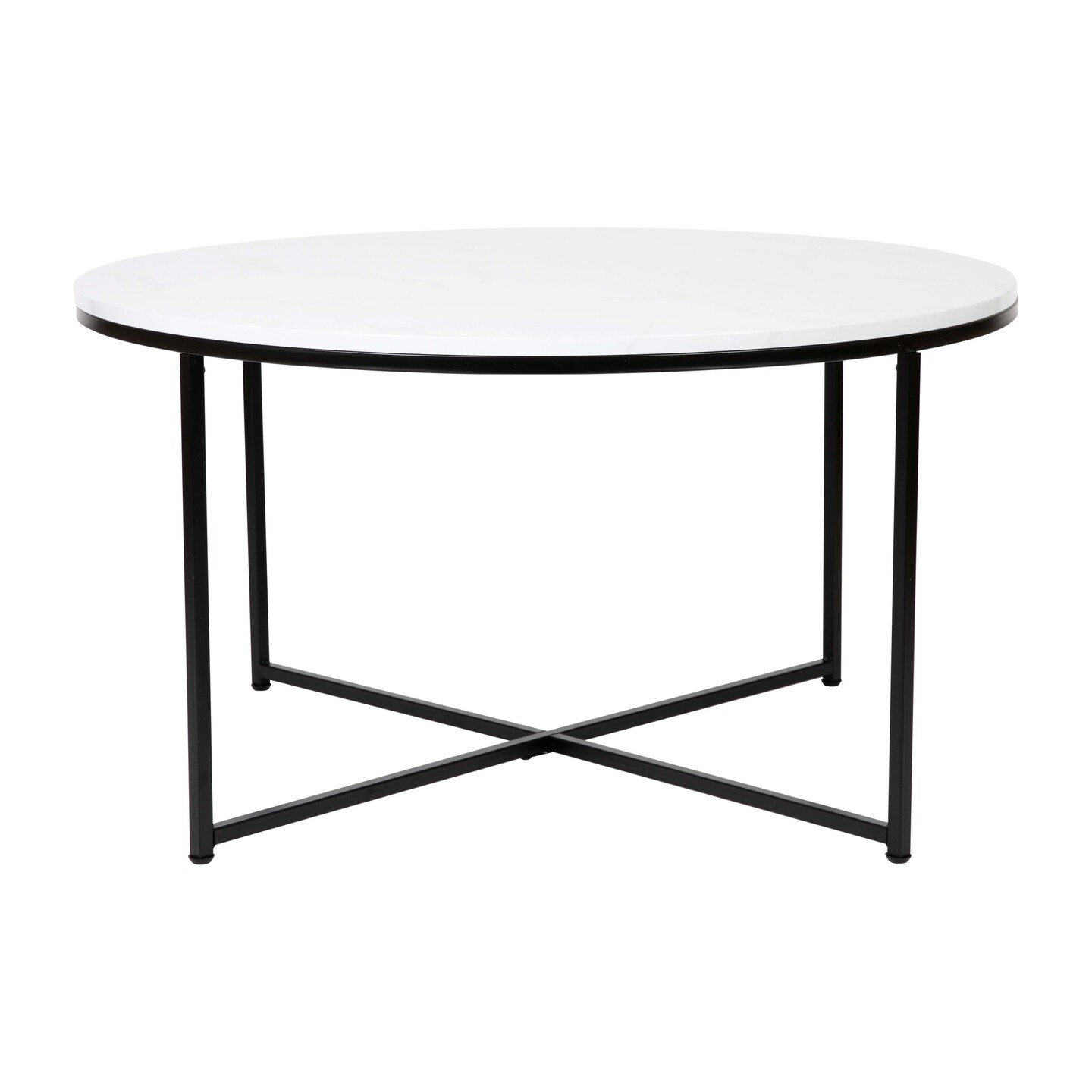 Merrick Lane Fairdale Coffee Table with Round Cross Brace Frame