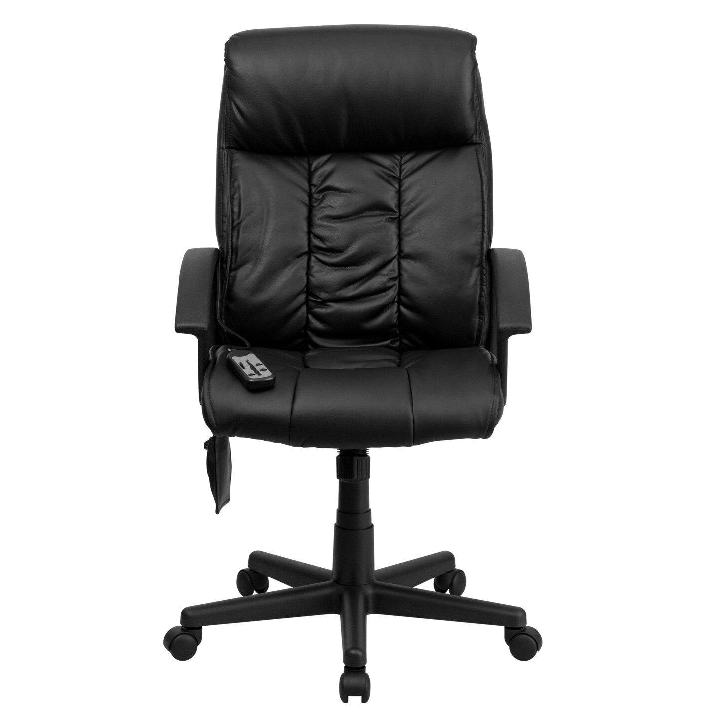 Emma and Oliver High Back Ergonomic Massaging Leather Soft Ripple Upholstered Executive Swivel Office Chair with Side Remote Pocket and Arms