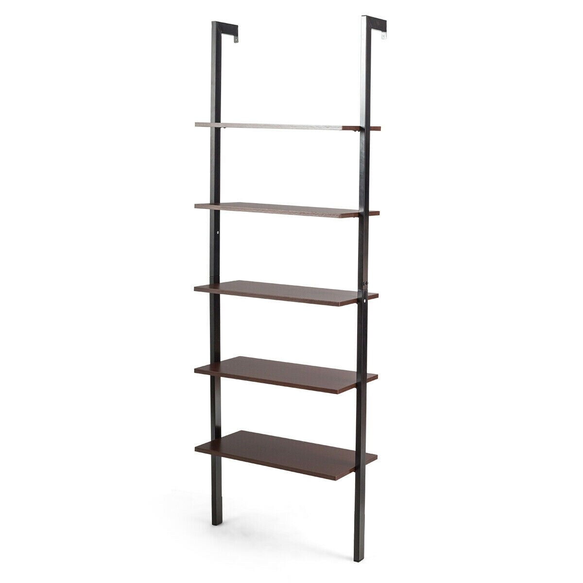 Steel Ladder Bookshelf, 5-Tier Wall-Mount Shelf Organizer for Home