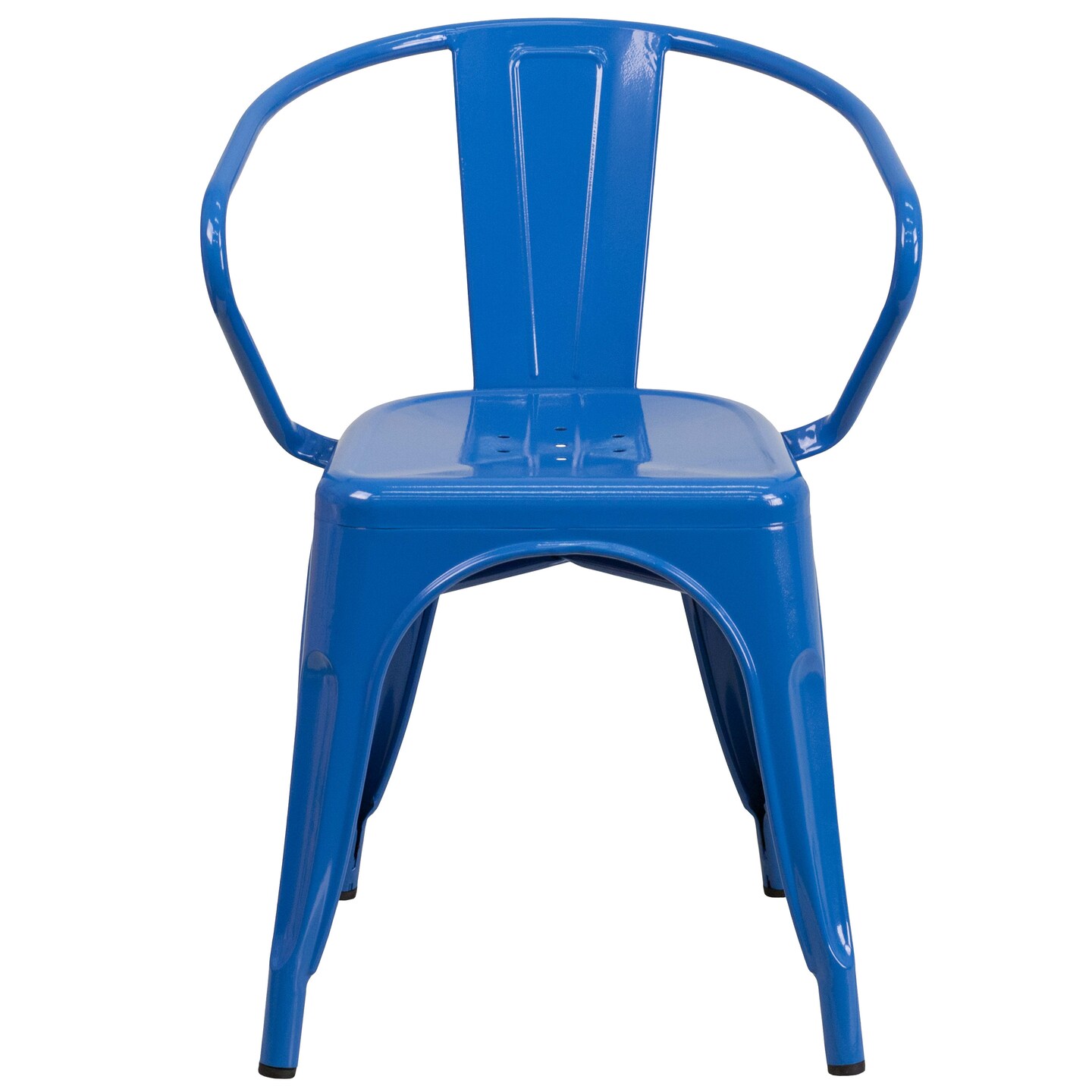 Emma and Oliver Commercial Grade Colorful Metal Indoor-Outdoor Chair with Arms