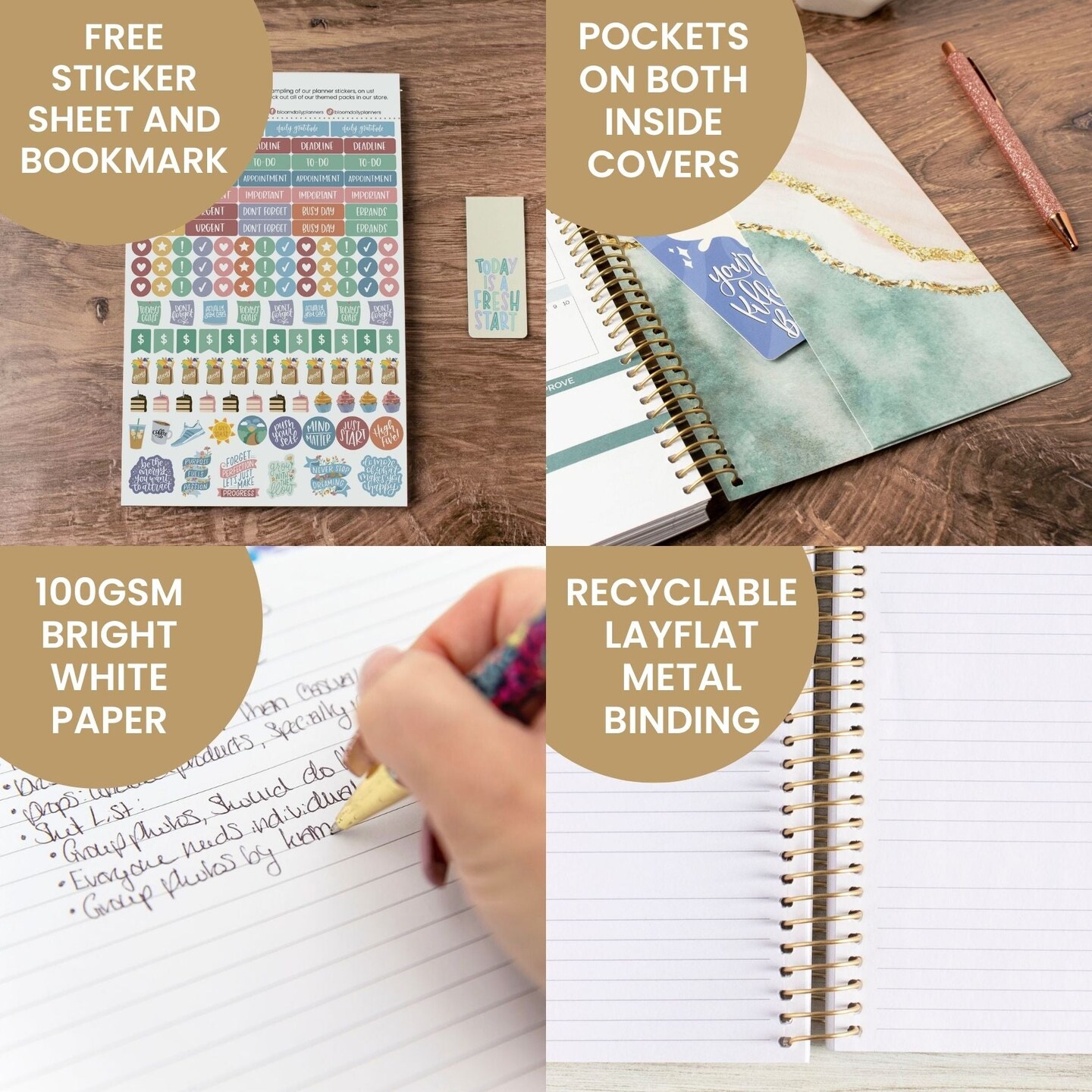 bloom daily planners 2024 Soft Cover Planner, 5.5" x 8.25", Daydream Believer, Pink & Blue