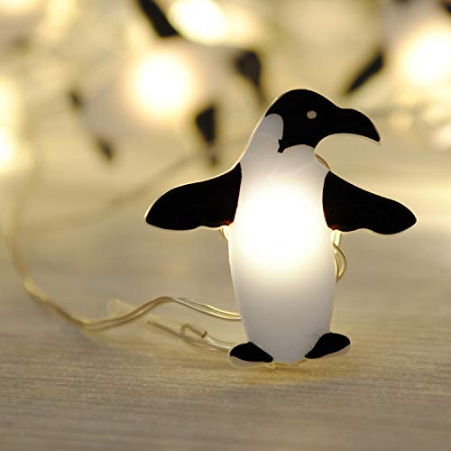 Brooklyn Lighting Company 12 Foot LED Wire Lights Strip with 36 Penguin Shaped Bulbs Battery Operated String Lights (12FT, Penguin)