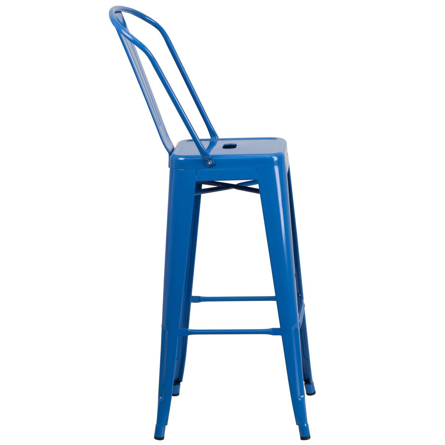 Emma and Oliver Commercial Grade 4 Pack 30" High Metal Indoor-Outdoor Barstool with Back