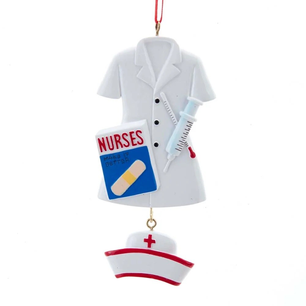 KSA Pack of 12 White Nurse Uniform Christmas Ornaments 3.75&#x22;