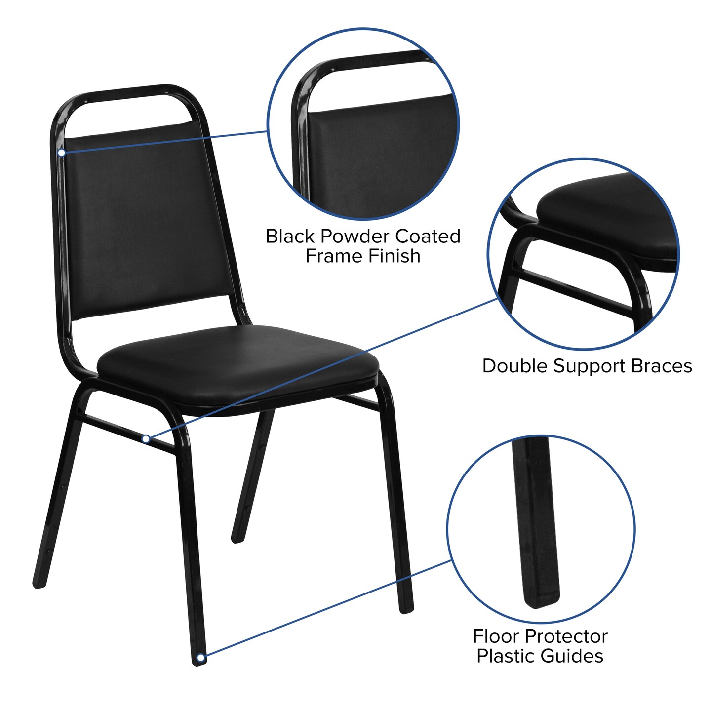 Emma and Oliver 4 Pack Trapezoidal Back Stacking Banquet Chair