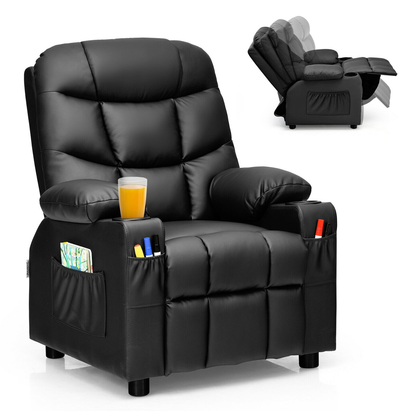Kids Recliner Chair with Cup Holders Suitable for Children's Room, Living Room and Bedroom