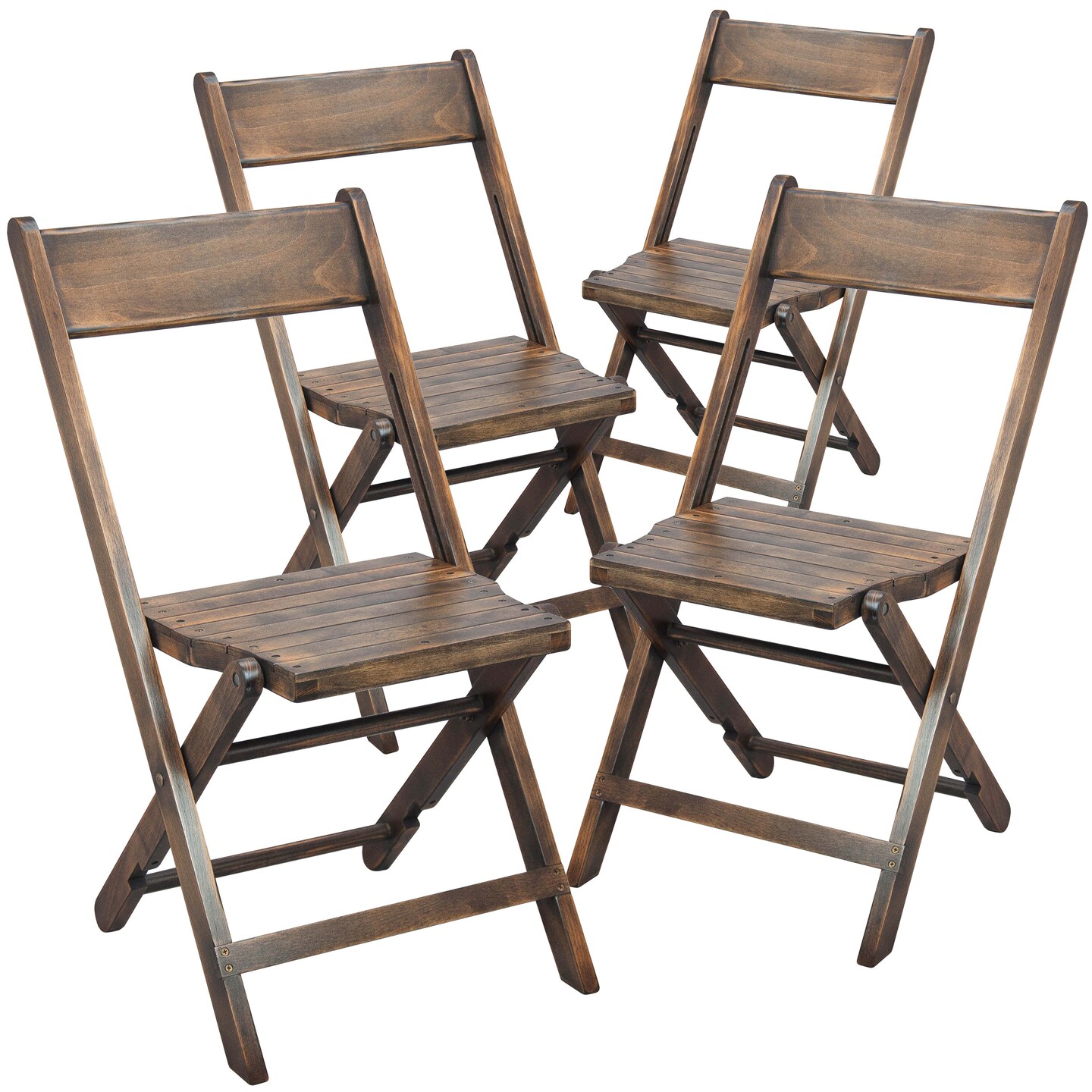 Emma and Oliver Slatted Wood Folding Wedding Chair - Event Chair, Set of 4