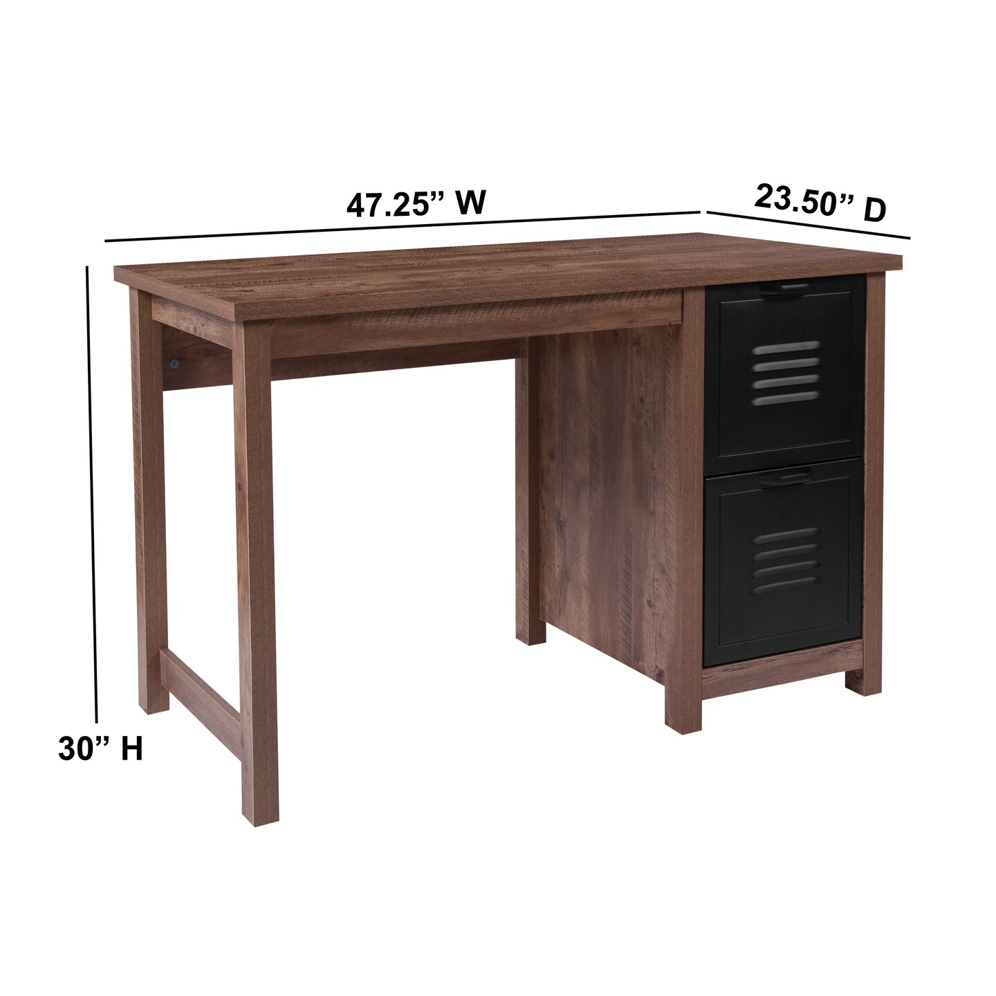Emma and Oliver Wood Grain Finish Computer Desk with Metal Drawers