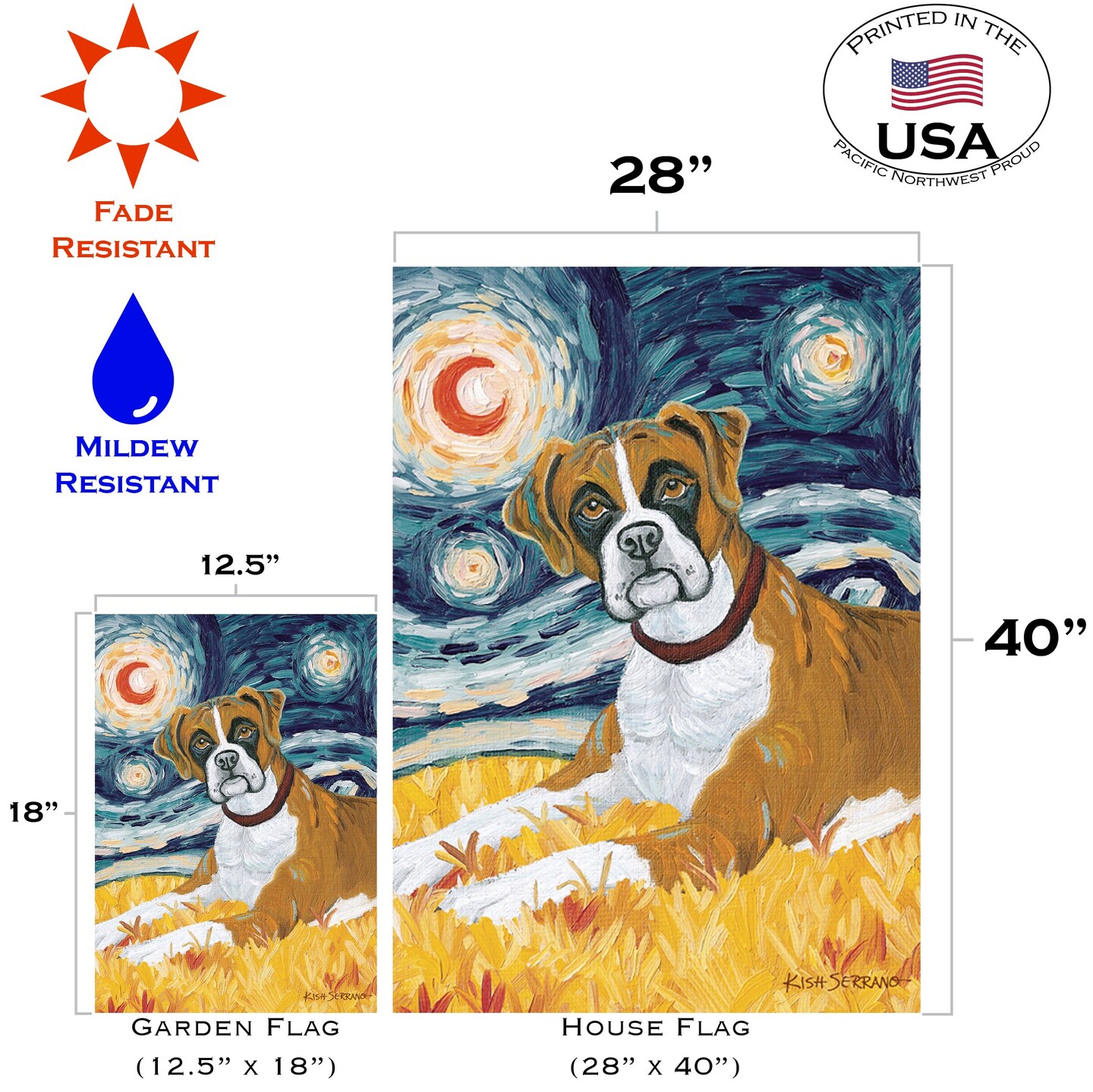 Van Growl-Boxer Decorative Dog Flag