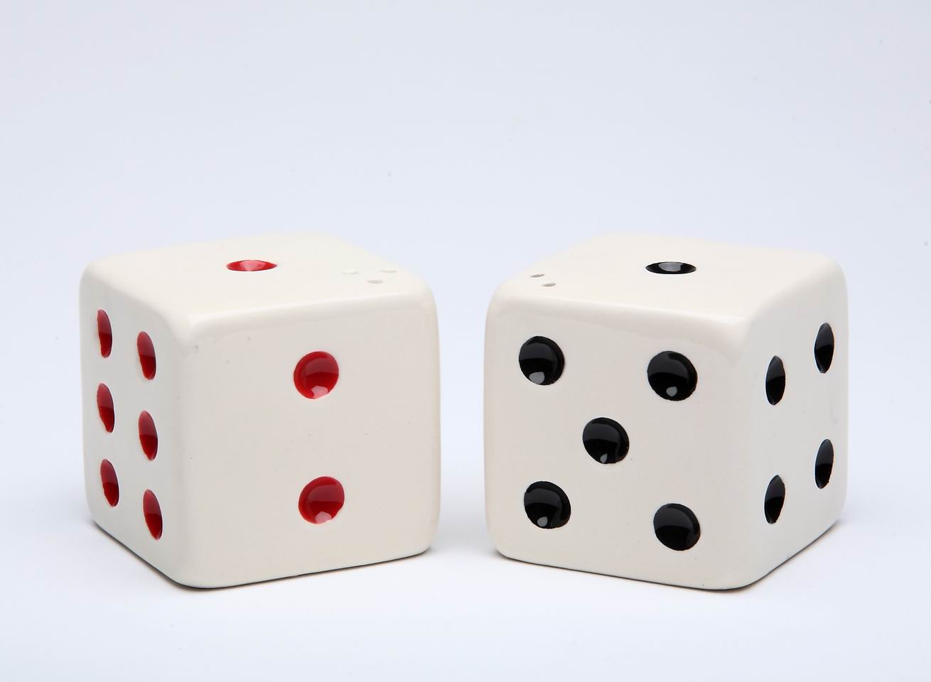 Hand Painted Ceramic Dice Salt &#x26; Pepper Shakers, Home D&#xE9;cor, Gift for Him, Gift for Dad, Kitchen D&#xE9;cor, Game Room Decor