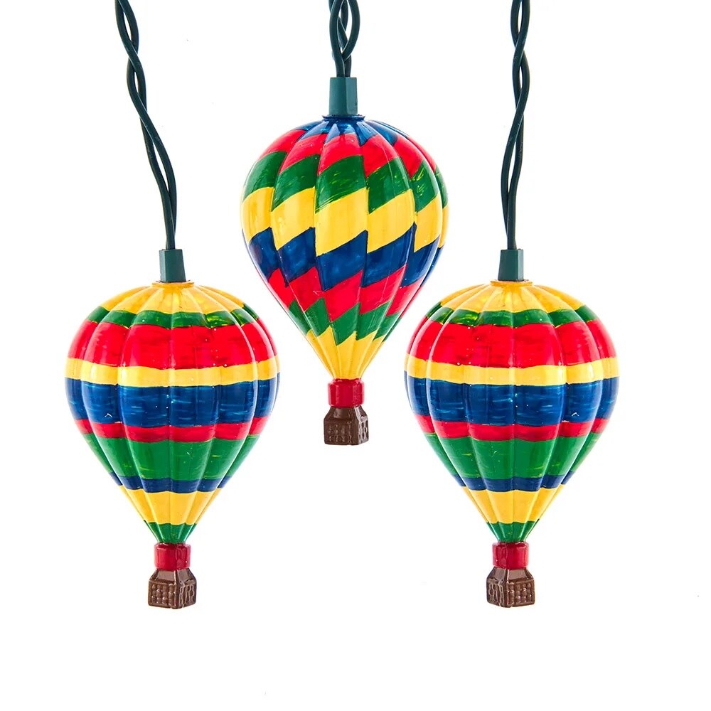 KSA 10-Count Hot Air Balloon Christmas Light Set, 2.5ft Green Wire