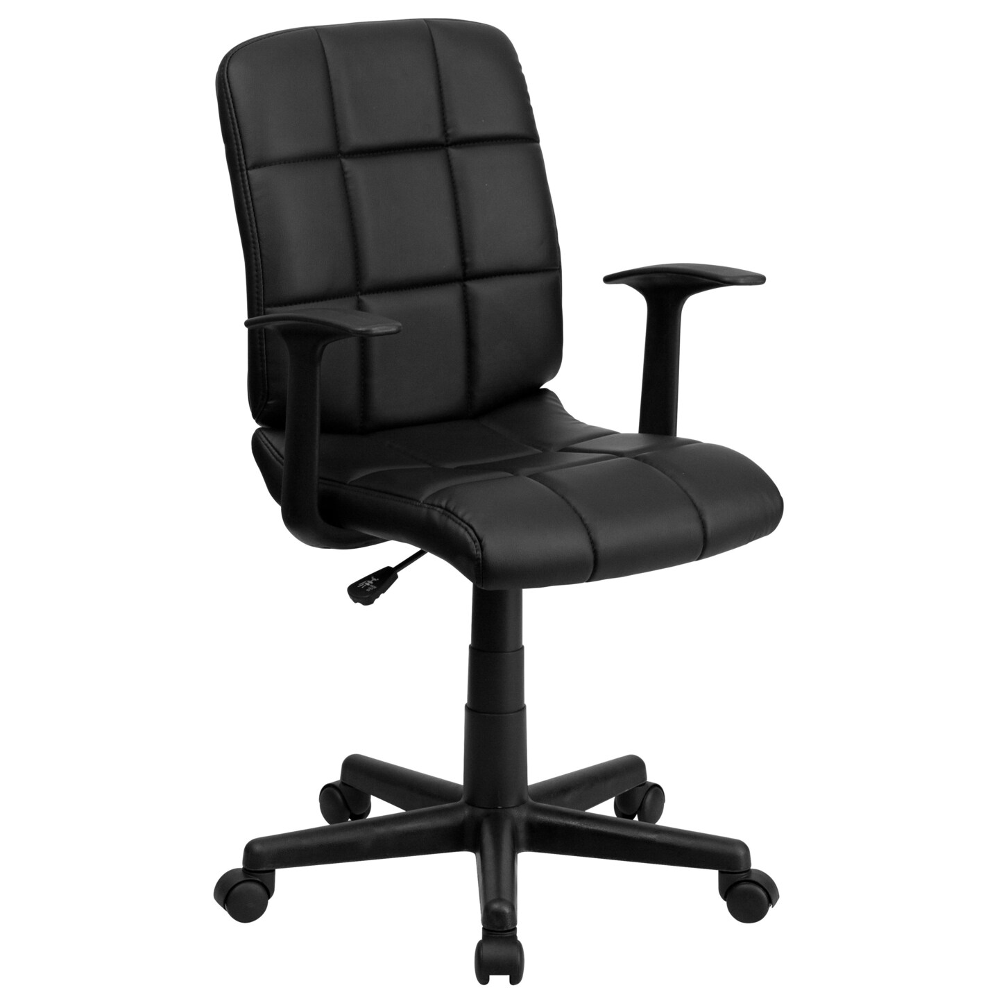 Emma and Oliver Mid-Back Quilted Vinyl Swivel Task Office Chair with Arms