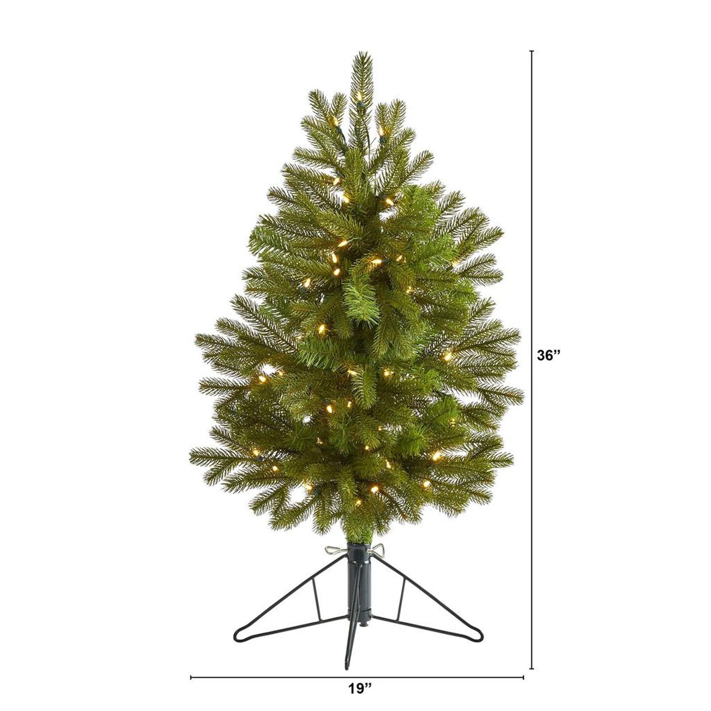 Nearly Natural 3&#x27; Cambridge Spruce Flat Back Artificial Christmas Tree with 50 Warm White (Multifunction) LED Lights and 113 Bendable Branches