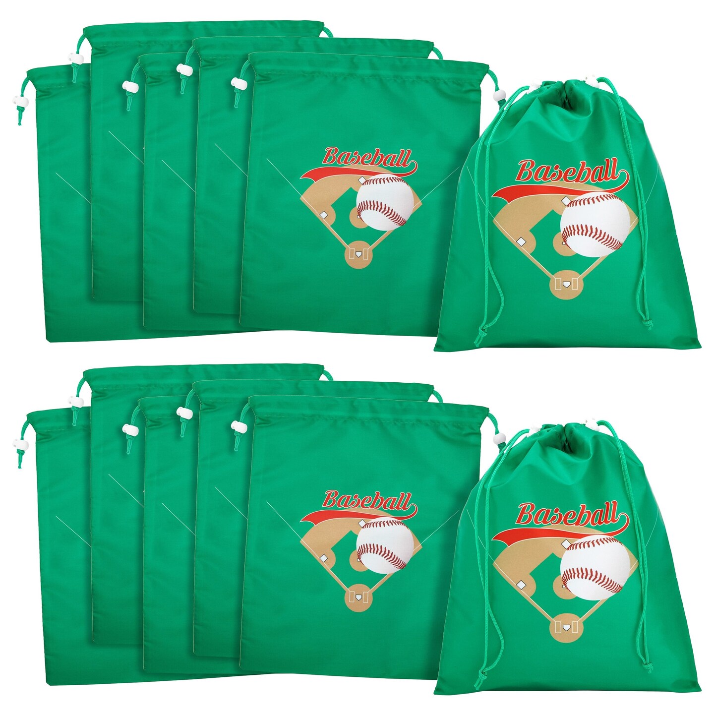 12 Pack Of Baseball Party Favor Bags Drawstring Pouches For Birthday 