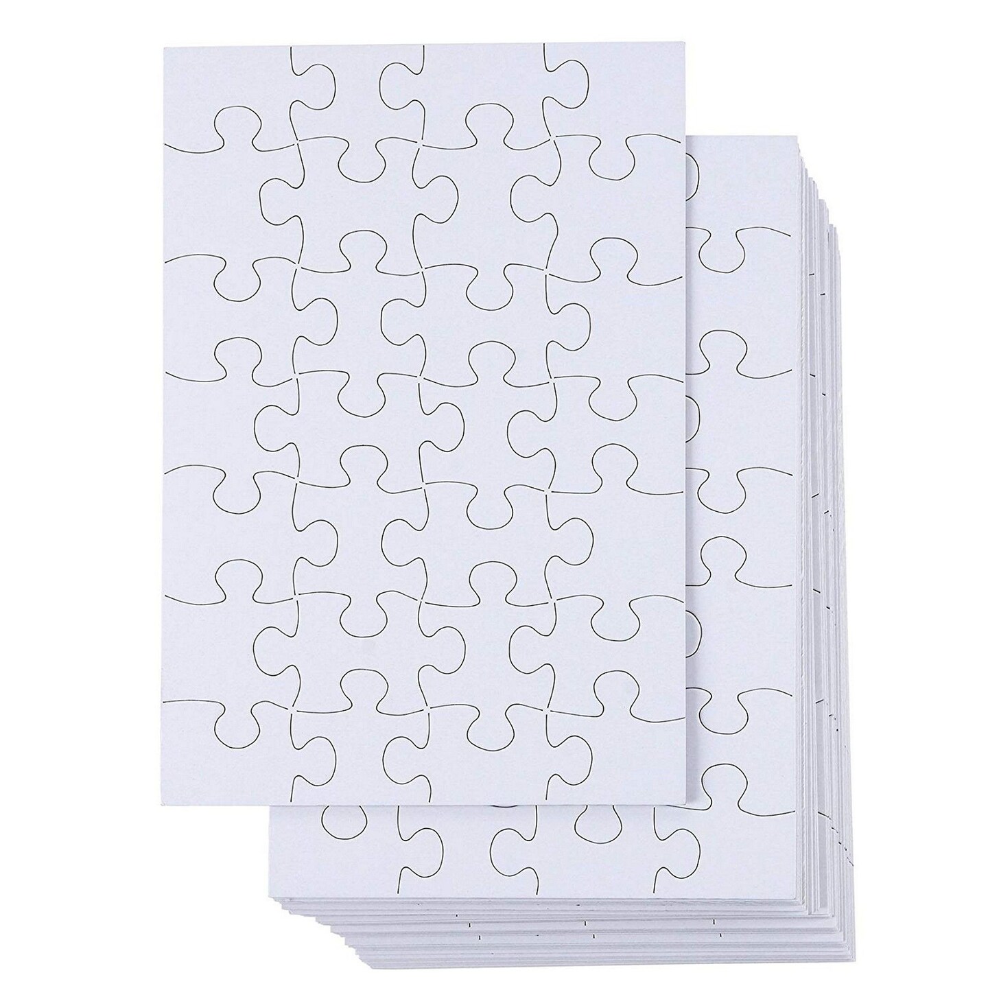 48 Sheets Blank Puzzles to Draw On Bulk &#x2013; 6x8 inch Make Your Own Jigsaw Puzzle for Kids Crafts Projects (28 Pieces Each)