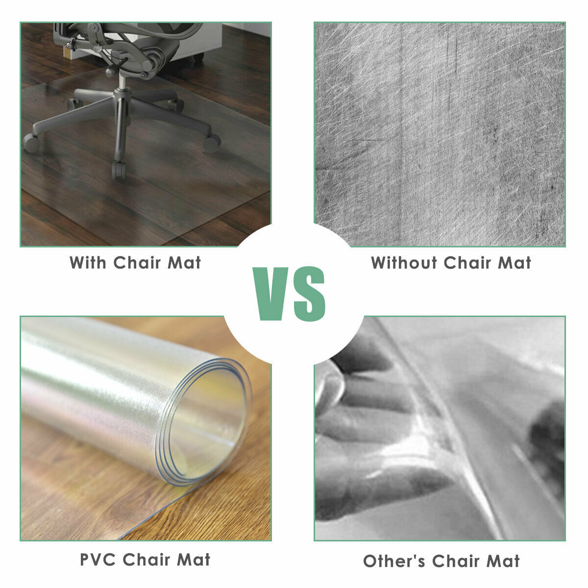 Costway 47'' x 59'' PVC Chair Floor Mat Home Office Protector For Hard Wood Floors