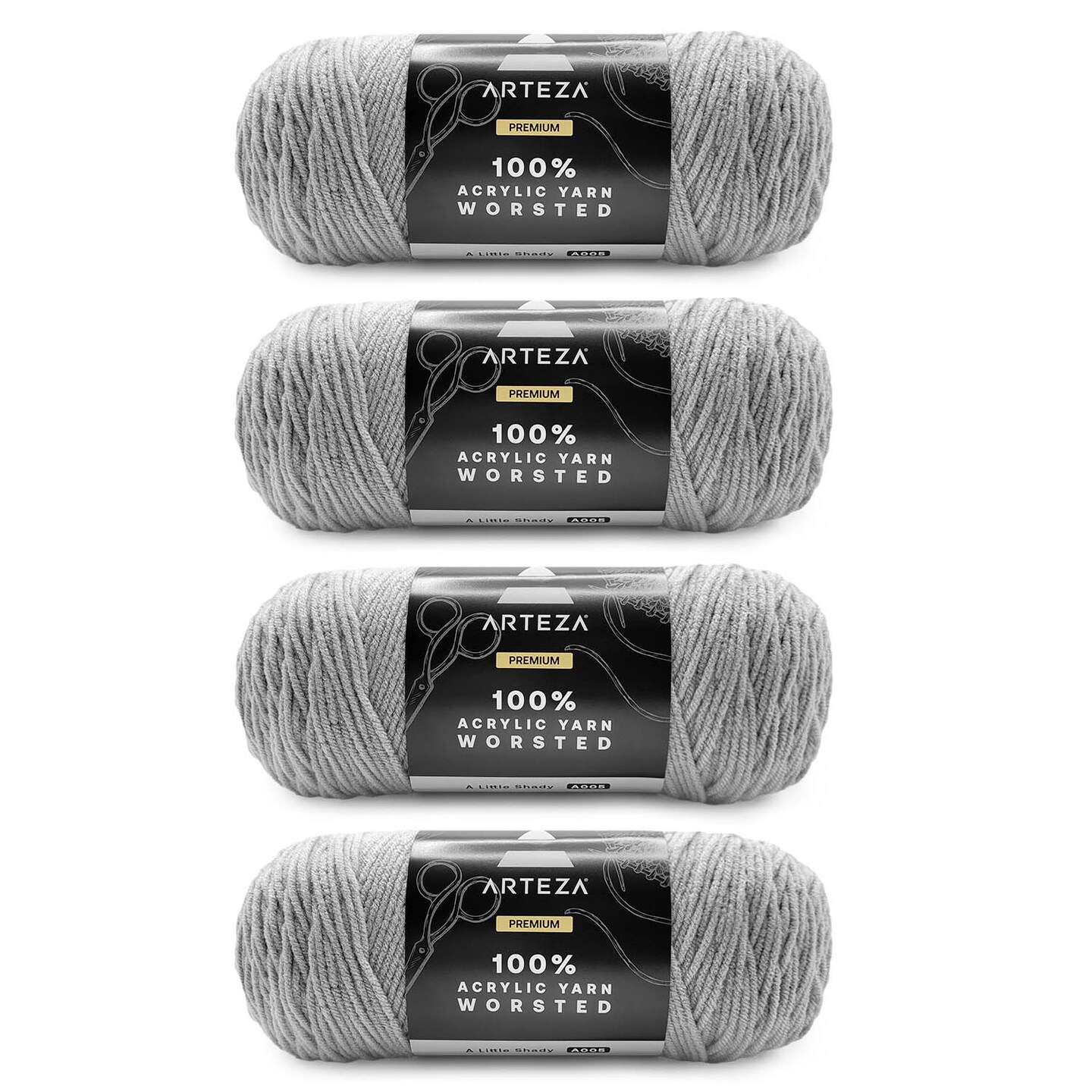 Arteza 100% Worsted Acrylic Yarn 4-Pack, A little Shady