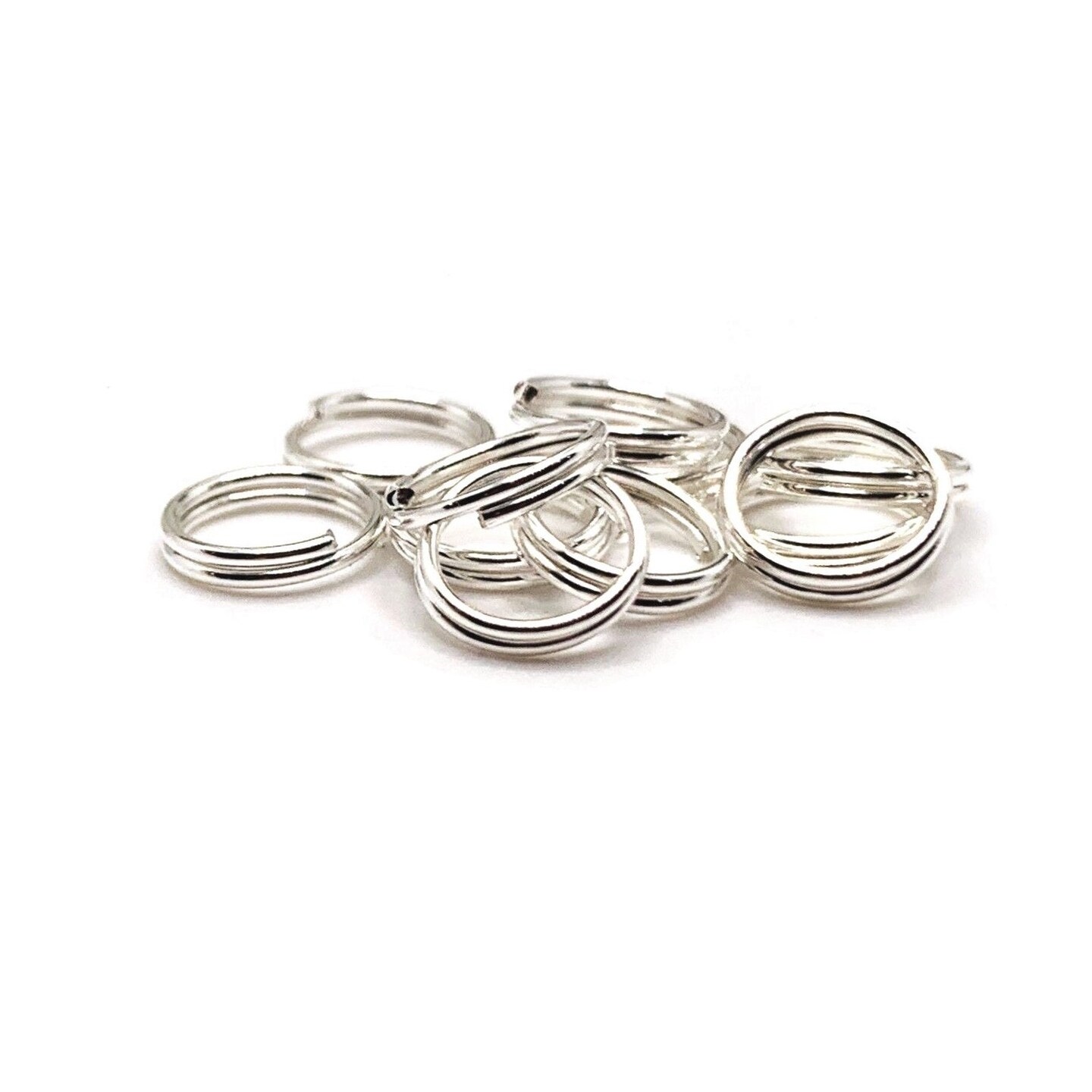 100 , 500 or 1,000 Pieces: 8 mm Silver Plated Split Double Jump Rings