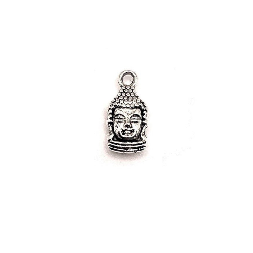 4, 20 or 50 Pieces: Silver Happy Buddha Head Charms - Double Sided
