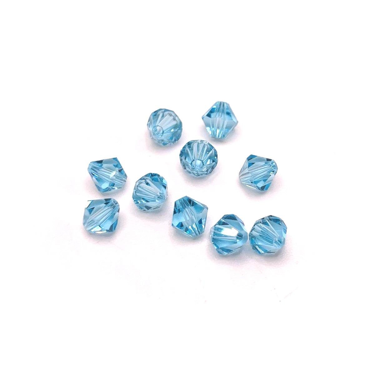 4, 20 or 50 Pieces: 6 mm Bicone Aqua Blue Imitation Crystal March Birthstone Beads