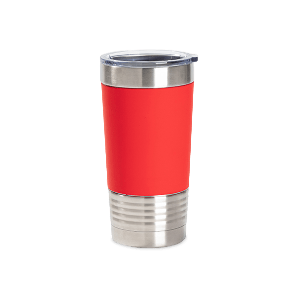 20oz Stainless Steel Tumber with Removable Silicone Sleeve (Red/White)
