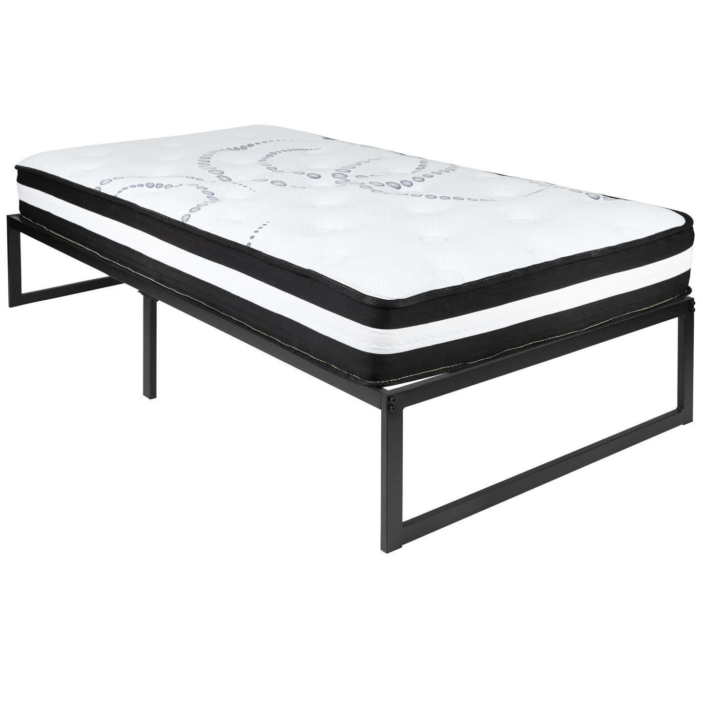 Emma and Oliver 14&#x22; Platform Bed Frame &#x26; 10&#x22; Mattress in a Box - No Box Spring Required