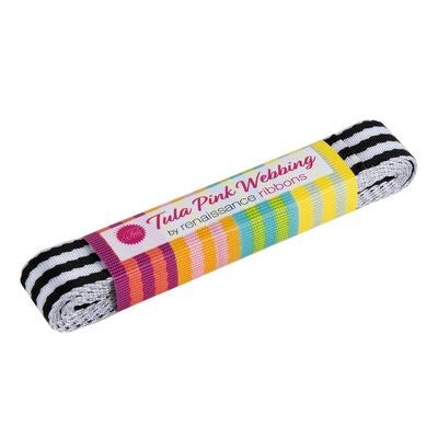 1 &#x22; Wide Tula Pink Webbing - Black and White (2yd cut)