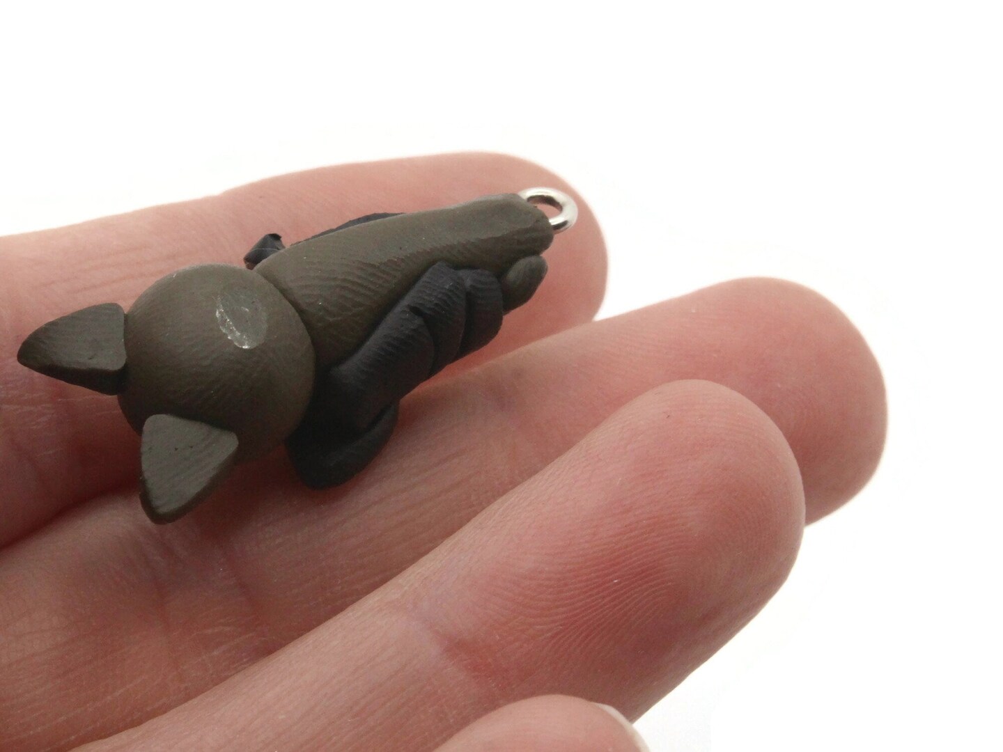 33mm Black Bat Charm Polymer Clay Animal Pendant