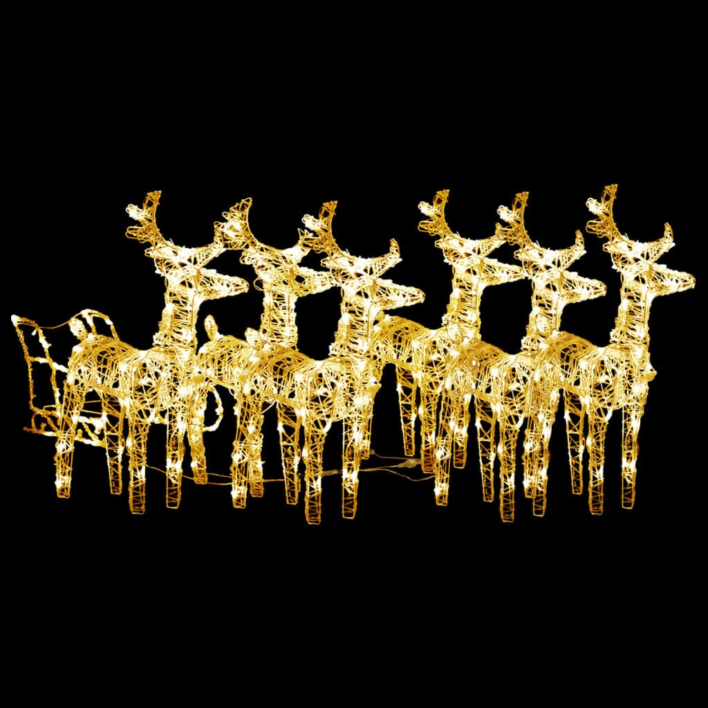 Reindeers &#x26; Sleigh Christmas Decoration 320 LEDs Acrylic