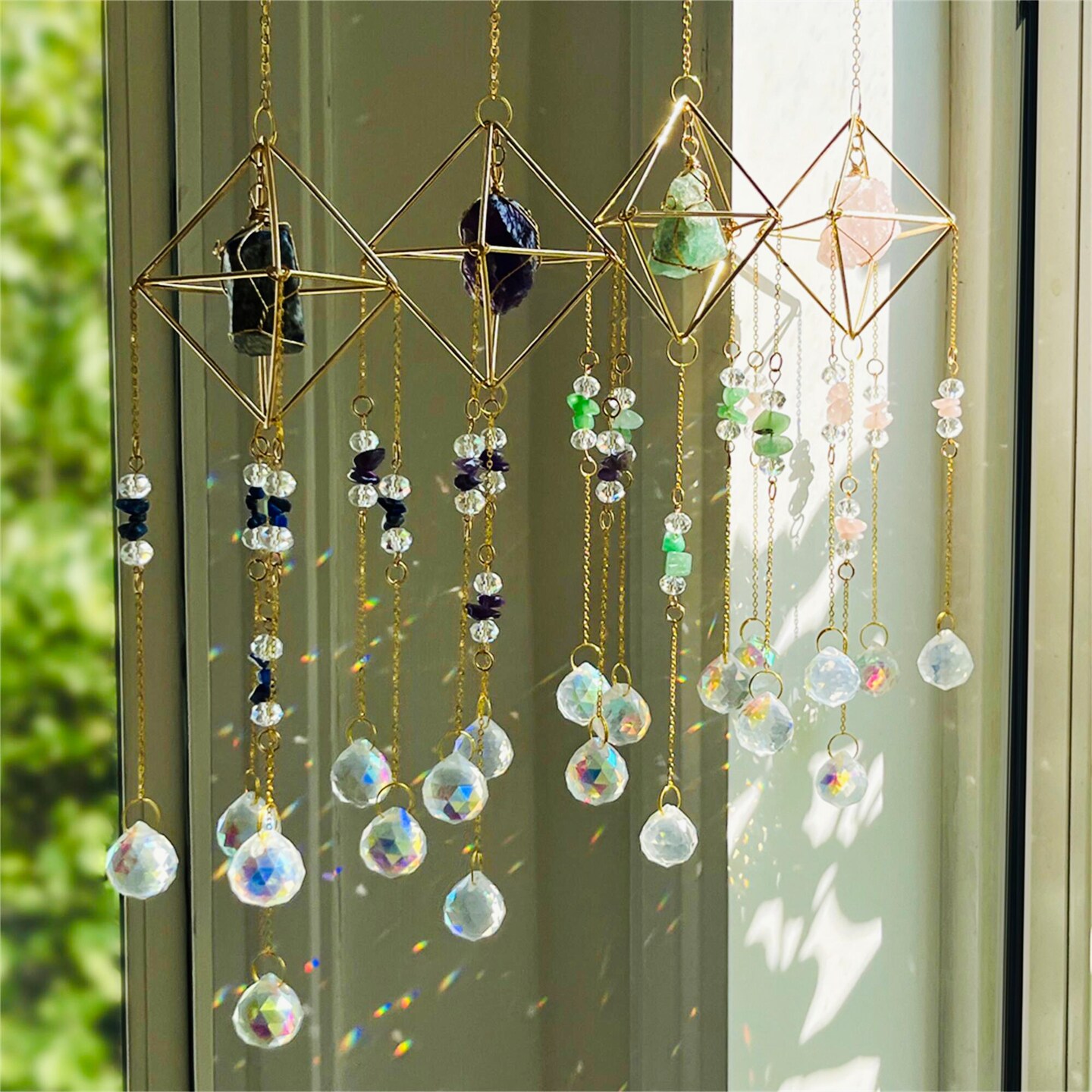 Hangende Kristallen Prismas – Zonvanger, Regenbooglicht, Decoratieve Mobiel (glas Kralen, 13 Inch)