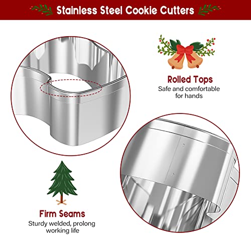 20 Pieces Christmas Cookie Cutters, Hibery Holiday Cookie Cutters Christmas, Reindeer, Snowflake, Christmas Tree, Gingerbread Man, Santa, Bell &#x26; More Cookie Cutters Christmas Shapes