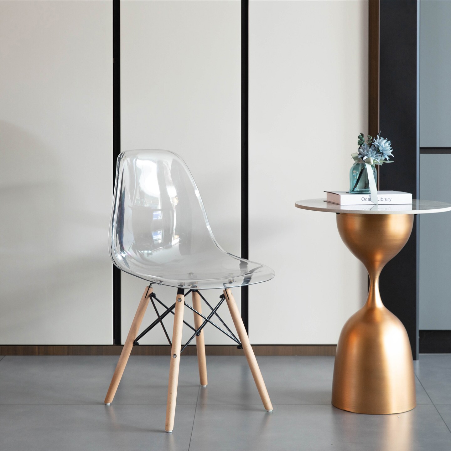 Mid-Century Modern Style Dining Chair with Wooden Dowel Eiffel