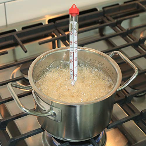 Precision Classic Candy/Deep Fry/Confection Glass Thermometer, Red/Clear