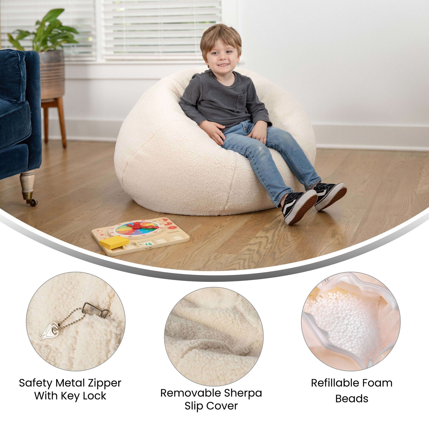 Emma and Oliver Small Bean Bag Chair for Kids and Teens
