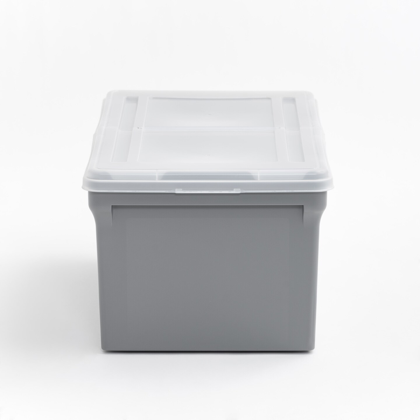 Wing-Lid Latter Size File Organizer Box, Gray with Clear Lid, Pack of 4