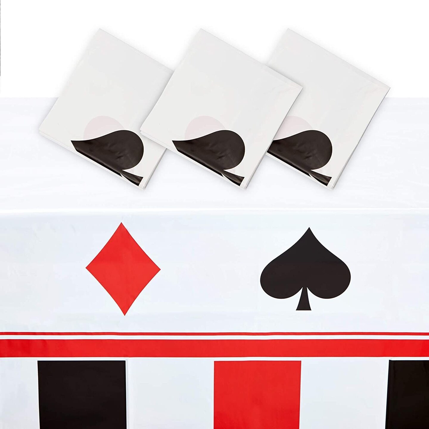 Casino Plastic Tablecloth for Poker Party (54 x 108 in, White, 3 Pack) Michaels