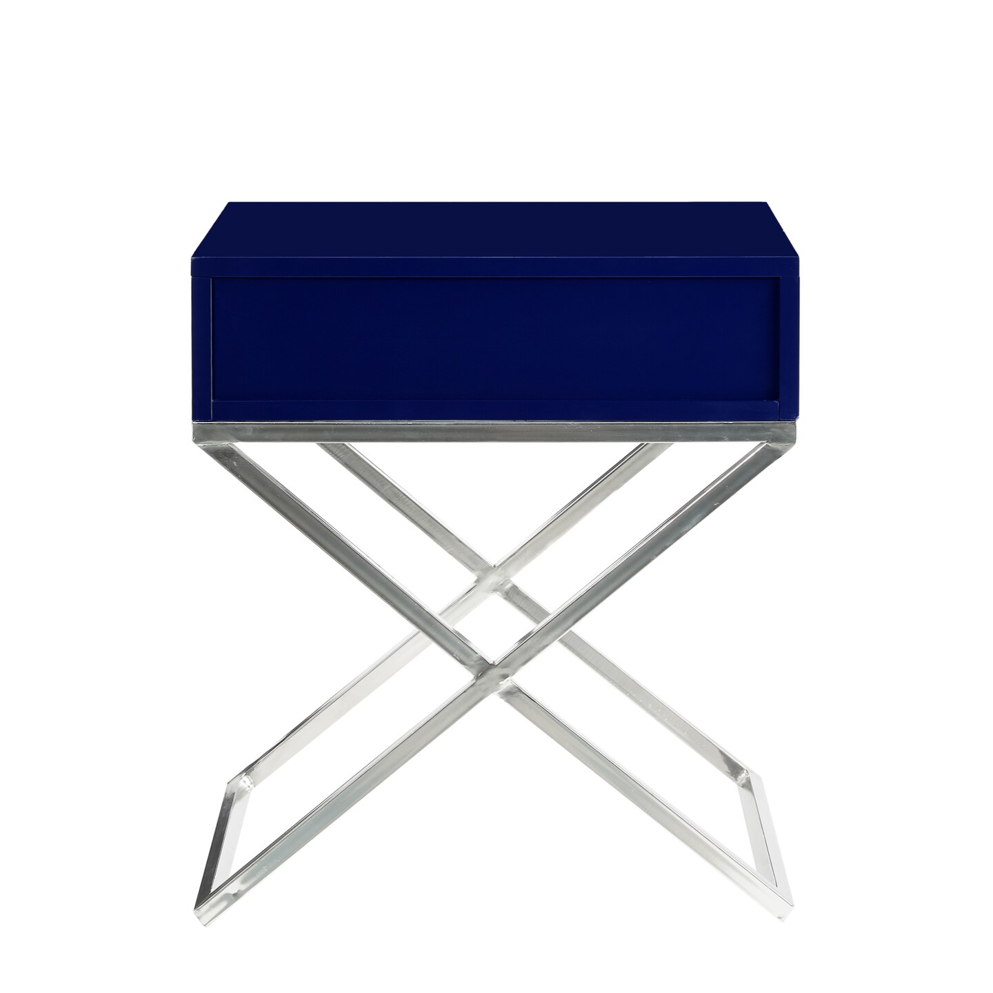 Laila Modern Square Lacquered Metal X-Leg Side/Accent Table/ Nightstand