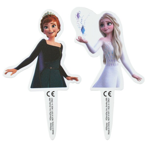 Frozen II Anna and Elsa Poly DecoPics&#xAE; Cupcake Decoration, 12ct