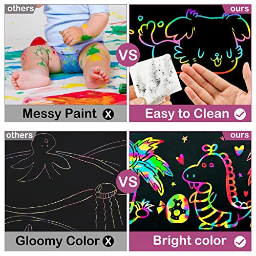 pigipigi Scratch Paper Art for Kids - 60 Pcs Rainbow Magic Scratch Off Art  Crafts Set Supply Drawing Note Kit for Girls Boys Toddler Party Favor