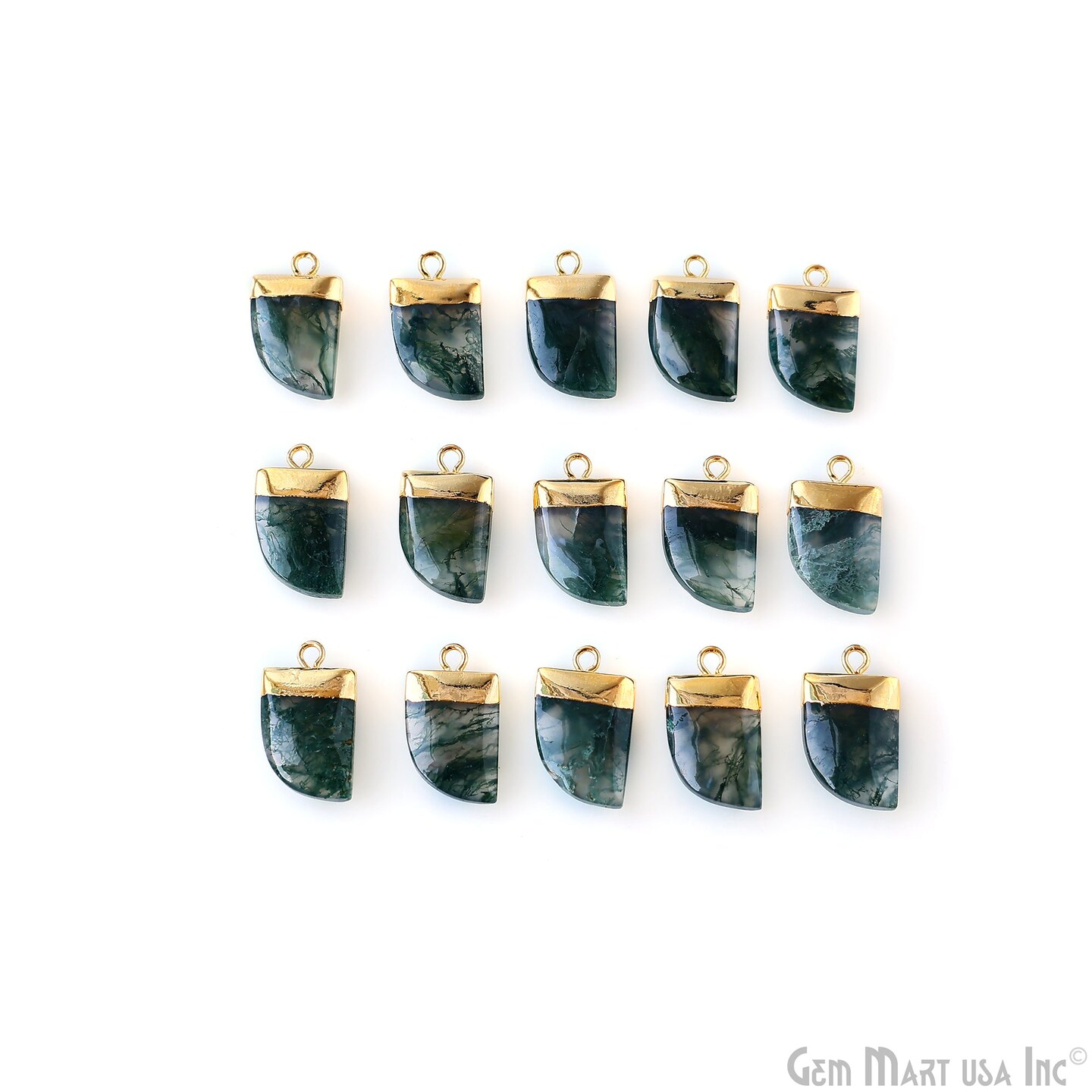 Tiger Nail Gemstone Pendant Connector, 21x11mm, Gold Electroplated Cap, DIY Jewelry Making, Bracelet Charm, GemMartUSA (50792)