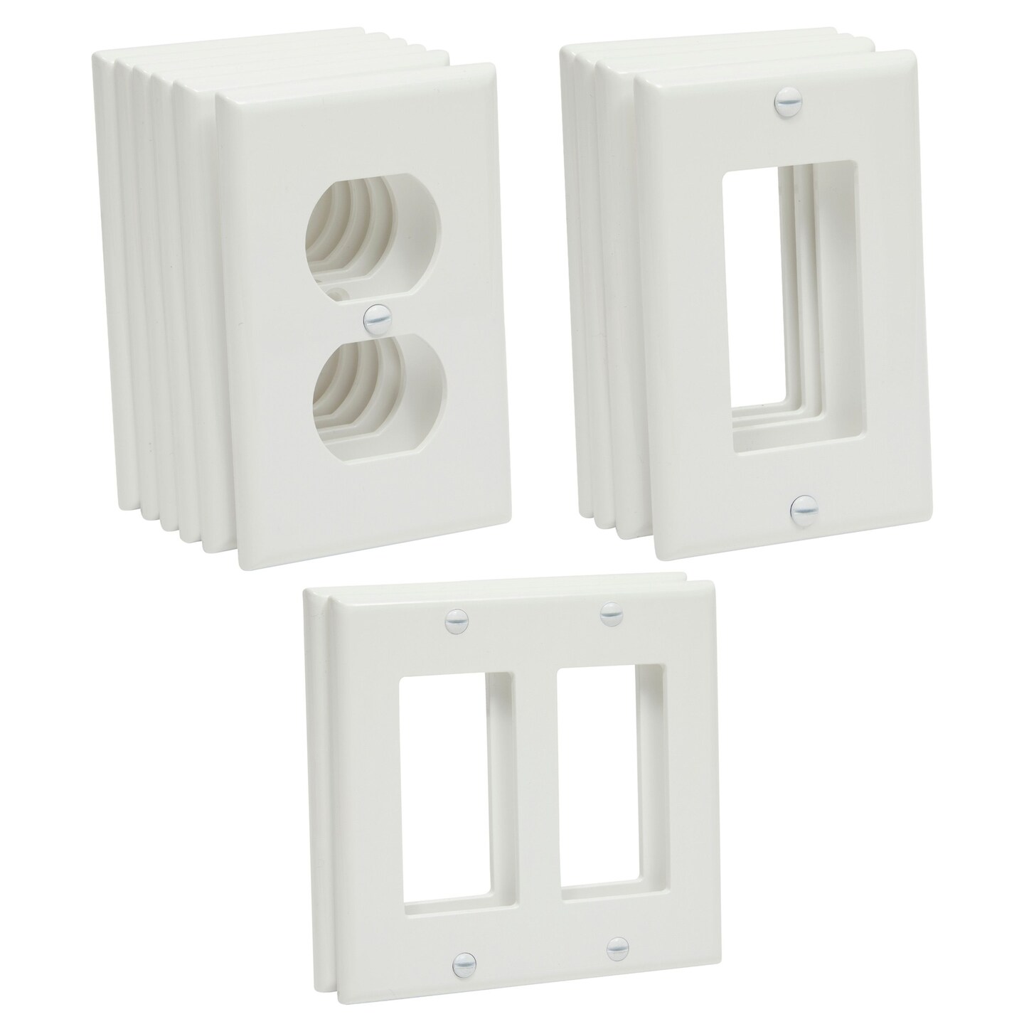 12 Piece Standard Light Switch Plates and Outlet Covers, 1-Gang, 2-Gang,  Duplex Receptacle for Wall, White
