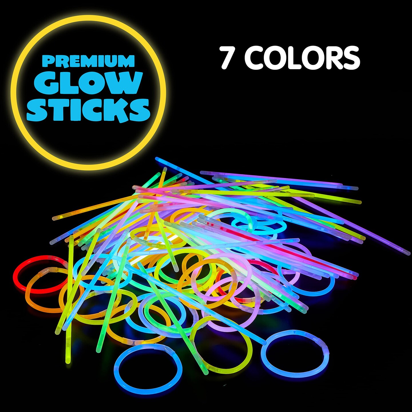 JOYIN 144 Pcs Glow Sticks Bulk 8&#x22; Bracelets Necklaces, Glow in the Dark Neon, Easter, Christmas, Football,Halloween Party Supplies Pack