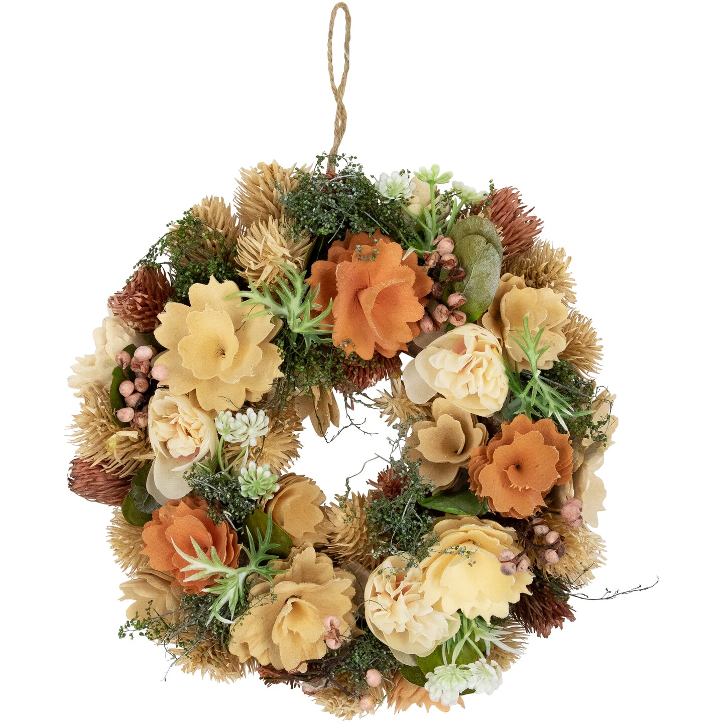 Northlight Mixed Floral Artificial Spring Wreath - 9.75&#x22; - Beige and Peach