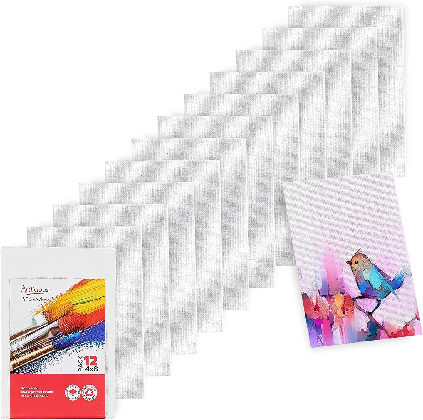 Painting Canvas Panels 8X10 Inch 12 Pack, Flat Canvases for Painting 8Oz  Triple Primed 100% Cotton Acid-Free Blank Art Paint Canvas for Acrylic Oil