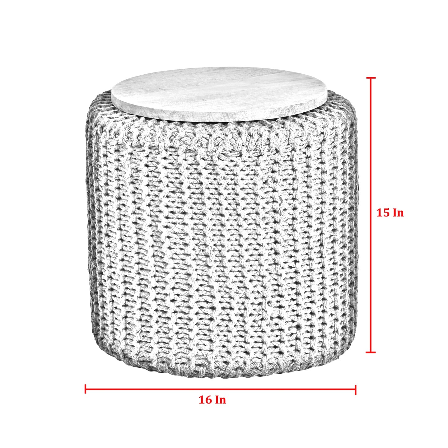 Marguerite Cotton Yarn 3-in-1 Pouf/Ottoman/End Table