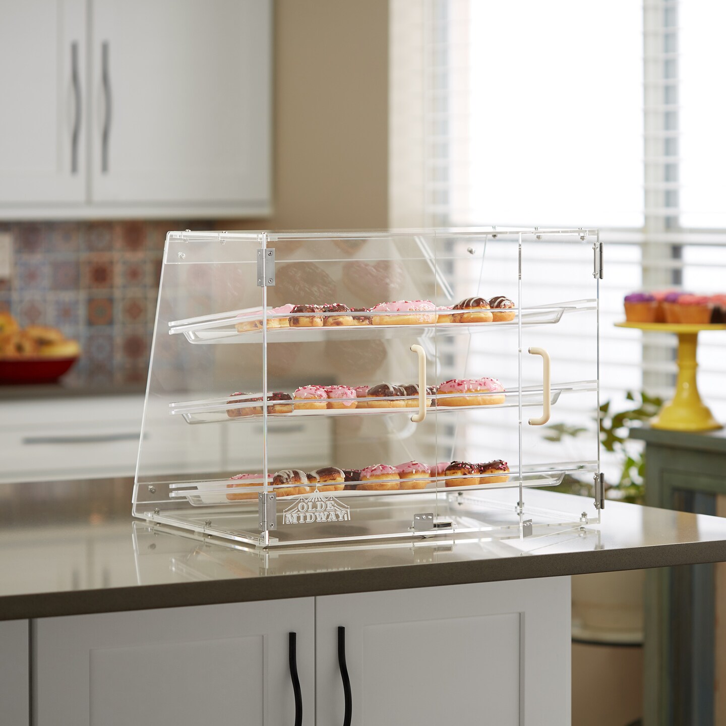 Olde Midway Pastry Display Cases, Commercial Acrylic Countertop Bakery Display Cabinets with Removable Trays