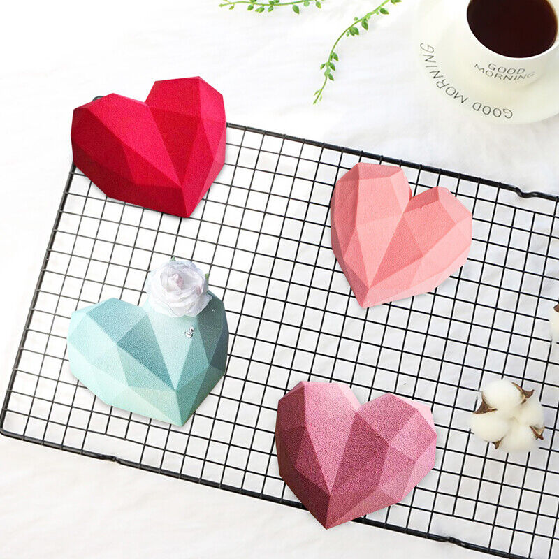 Kitcheniva 3D Heart Shape Cake Mould Silicone DIY Molds 3 Pcs