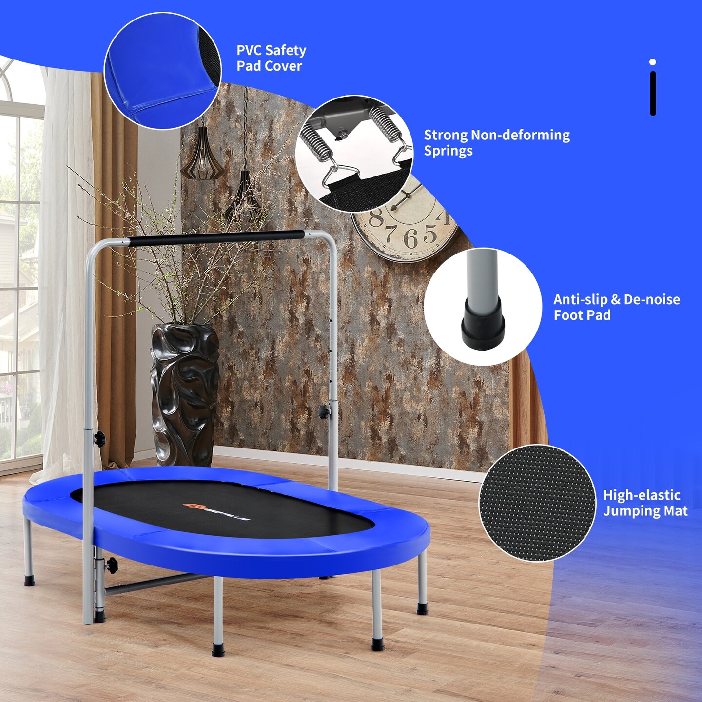 2-Person Foldable Mini Kids Fitness Rebounder Trampoline